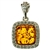 Beautifully designed classic silver setting for these honey shaded amber stones surrounded by Cubic Zirconia crystals