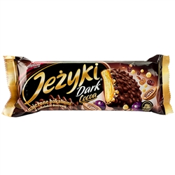 Jezyki is one of the most recognized and popular brands on the Polish confectionery market. Jezyki are unique biscuits with original shapes bristling with spikes that conceal a wealth of ingredients. Coated with Goplana dark chocolate, for years now they