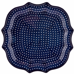 Polish Pottery 10.5" Fluted Luncheon Plate. Hand made in Poland. Pattern U158 designed by Maria Ciszewska.