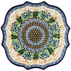 Polish Pottery 10.5" Fluted Luncheon Plate. Hand made in Poland. Pattern U1783 designed by Zofia Supernak.