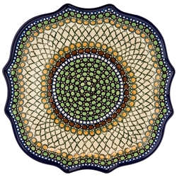 Polish Pottery 10.5" Fluted Luncheon Plate. Hand made in Poland. Pattern U83 designed by Teresa Liana.
