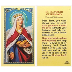 St. Elizabeth of Hungary - Holy Card.  Plastic Coated. Picture is on the front, text is on the back of the card.