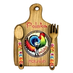 Great kitchen magnet made of wood featuring a traditional Lowicz paper cut design. Size approx 2" x 2.75".  Made In Poland.
