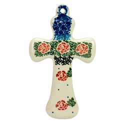 Polish Pottery Cross 5 in.. Hand made in Poland and artist initialed.