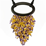 Custard Amber And Amethyst Artistic Necklace 19"