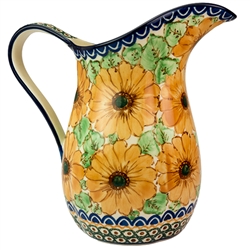 Polish Pottery 1.25 qt. Pitcher. Hand made in Poland. Pattern U740 designed by Lucyna Lenkiewicz.