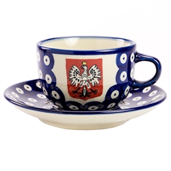 Polish Eagle Stoneware Cup And Saucer Set