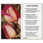 God's Garden Prayer Holy Card Plastic Coated. Picture is on the front with the Prayer, text is on the back of the card.