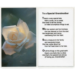 Holy Card Plastic Coated. Picture is on the front with a Prayer to a Special Grandmother, text is on the back of the card.