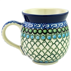 Polish Pottery 11 oz. Bubble Mug. Hand made in Poland. Pattern U72 designed by Teresa Liana.