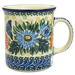 Polish Pottery 8 oz. Everyday Mug. Hand made in Poland. Pattern U2555 designed by Krystyna Deptula.