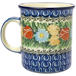 Polish Pottery 8 oz. Everyday Mug. Hand made in Poland. Pattern U3359 designed by Teresa Liana.