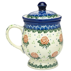 Polish Pottery 8 oz. Herbal Mug And Infuser. Hand made in Poland and artist initialed.