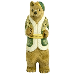 Bear collectors will find this hand carved and painted Russian bear delightful. This carving is nicely detailed. Size approx 6.75" x 2" x 1.75"