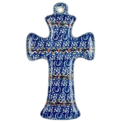 Polish Pottery Cross 7.5". Hand made in Poland and artist initialed.