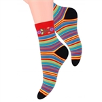 Folk is in fashion and these beautiful Polish hosiery featuring a Lowicz wycinanka floral and stripe design look really sharp. Made in Lowicz, Poland.