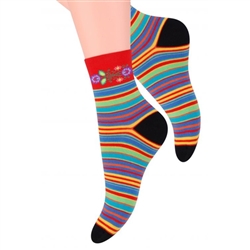 Folk is in fashion and these beautiful Polish hosiery featuring a Lowicz wycinanka floral and stripe design look really sharp. Made in Lowicz, Poland.