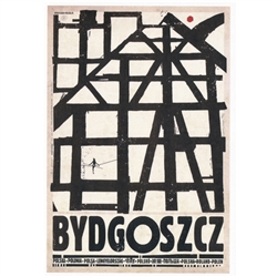 Bydgoszcz, Polish Promotion Poster designed by artist Ryszard Kaja. It has now been turned into a post card size 4.75" x 6.75" - 12cm x 17cm.
