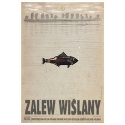 Zalew Wislany, Polish Promotion Poster designed by artist Ryszard Kaja. It has now been turned into a post card size 4.75" x 6.75" - 12cm x 17cm.