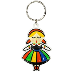 Attractive rubber key chain featuring a Polish dancer in a Lowicz costume.