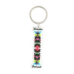 Attractive rubber key chain featuring a beautiful Lowicz floral pattern.