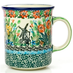 Polish Pottery 8 oz. Everyday Mug. Hand made in Poland. Pattern U3523 designed by Teresa Liana.