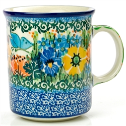 Polish Pottery 8 oz. Everyday Mug. Hand made in Poland. Pattern U3052 designed by Teresa Liana.