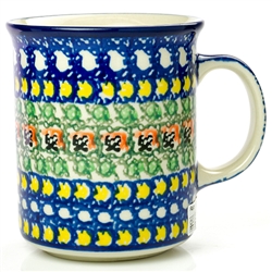 Polish Pottery 8 oz. Everyday Mug. Hand made in Poland. Pattern U465 designed by Ewa Tubaj.