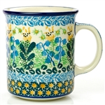 Polish Pottery 8 oz. Everyday Mug. Hand made in Poland. Pattern U1783 designed by Zofia Supernak.