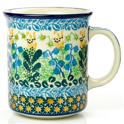 Polish Pottery 8 oz. Everyday Mug. Hand made in Poland. Pattern U1783 designed by Zofia Supernak.