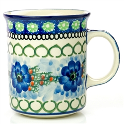 Polish Pottery 8 oz. Everyday Mug. Hand made in Poland. Pattern U496 designed by Anna Pasierbiewicz.