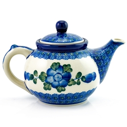 Polish Pottery 10 oz. Bedtime Teapot. Hand made in Poland and artist initialed.