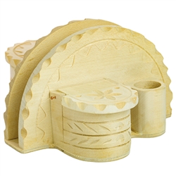 Made in Zakopane this type of four piece napkin holder is still in use in the villages and farms of southern Poland. Made of seasoned linden wood.