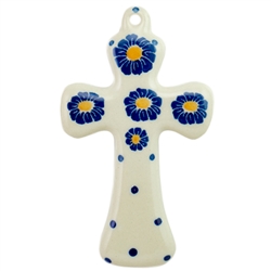 Polish Pottery Cross 5 in.. Hand made in Poland and artist initialed.