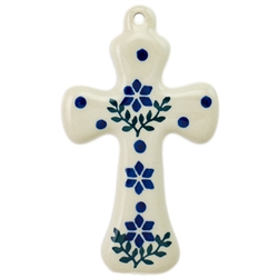 Polish Pottery Cross 5 in.. Hand made in Poland and artist initialed.