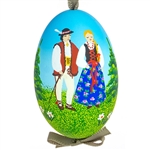 This beautiful hand painted goose egg comes ready to hang. The eggs have been emptied and strung through with ribbon for hanging. No two eggs are exactly alike and ribbon colors vary as well. Signed by the artist.