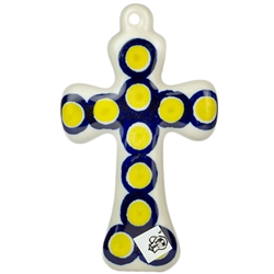 Polish Pottery Cross 5 in.. Hand made in Poland and artist initialed.