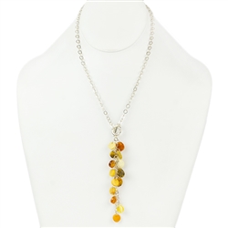 Beautiful sterling silver pendant decorated with multi-color amber sliced circles.