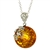 Beautiful sterling silver pendant and adjustable length chain, decorating an oval amber cabochon.  Can be worn on either side.