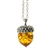 Beautiful sterling silver pendant and adjustable length chain, with honey amber in the shape of an acorn.