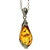 Silver Leaf Teardrop Amber Necklace