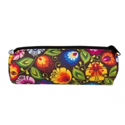 Attractive zippered, single compartment, pen and pencil case.  Ideal for school, home or office. Size approx  7" x 3" x 3". Imported from Poland. 100% polyester.