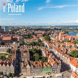 This beautiful 18 month calendar features 12 city and country scenes in full color, suitable for framing. All English language and US weekly format (Sunday is the first day of the week). Polish holidays and names days are not listed.