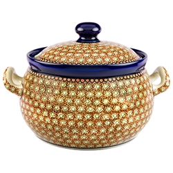 Polish Pottery 11" Soup Tureen. Hand made in Poland and artist initialed.