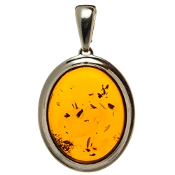 Oval Amber Pendant - Honey