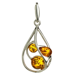 Sterling Silver Pendant With Honey Amber Drops.