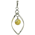 Milky Amber Silver Swirl Pendant