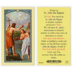 St. John the Baptist - Holy Card.  Holy Card Plastic Coated. Picture is on the front, text is on the back of the card.