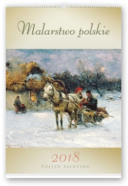 This beautiful wall calendar features 12 Polish historical paintings. Title of each work is in Polish. Days of the week are in Polish and English abbreviations. European layout - Monday is the first day of the week.  Includes all Polish holidays and names