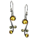 Multicolor Drop Amber Earrings 1.5"